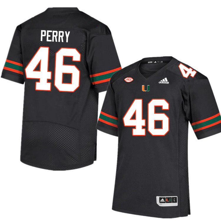 Men #46 Devon Perry Miami Hurricanes College Football Jerseys Sale-Black - Click Image to Close
